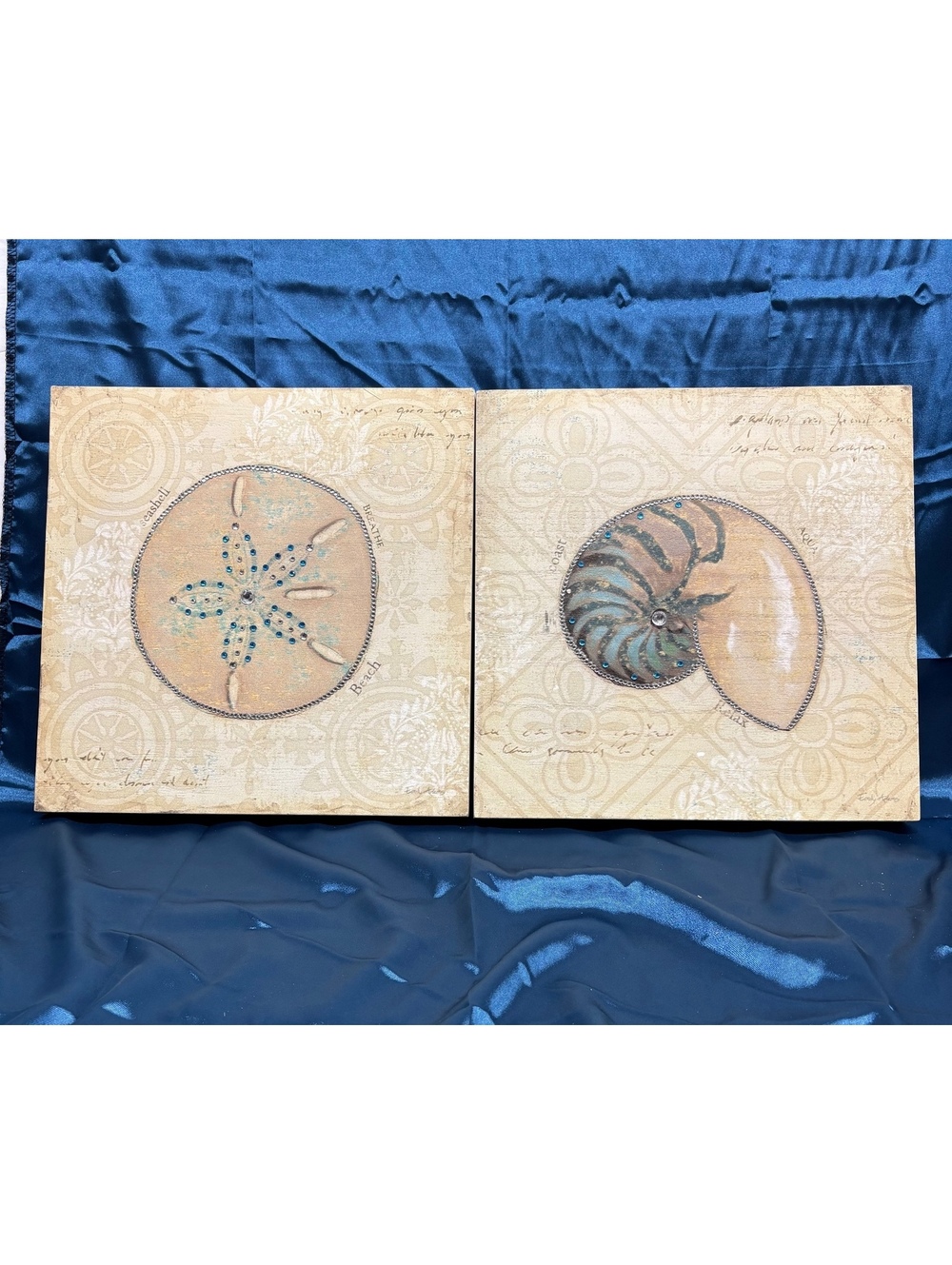 Beach Treasures III and IV by Emily Adams Canvas Art Set of 2 Prints 12x12 each